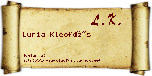 Luria Kleofás névjegykártya